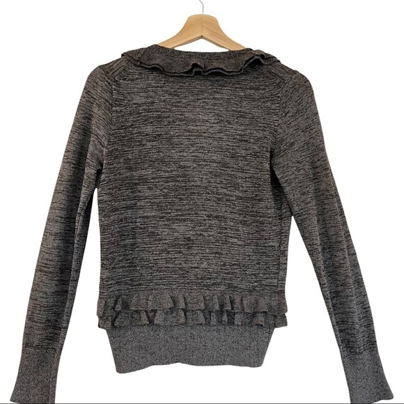 J. CREW Alpaca/Wool Blend Ruffle Button Down Cardigan Charcoal Gray Size S - Picture 5 of 6